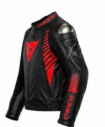 Armored rider leather jacket black and red side view