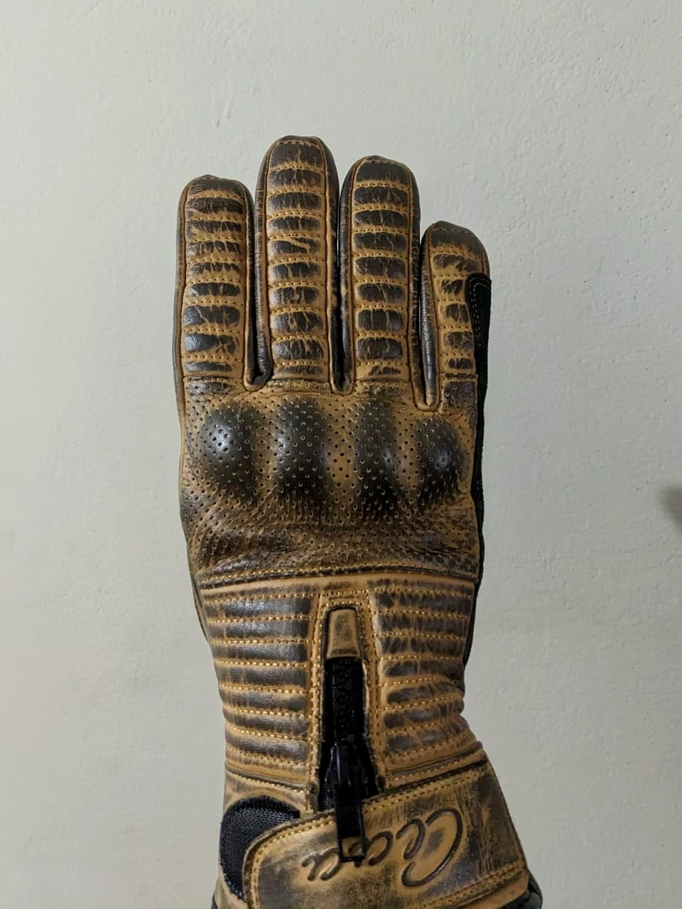 Premium Biker Leather Gloves- Rustic Brown