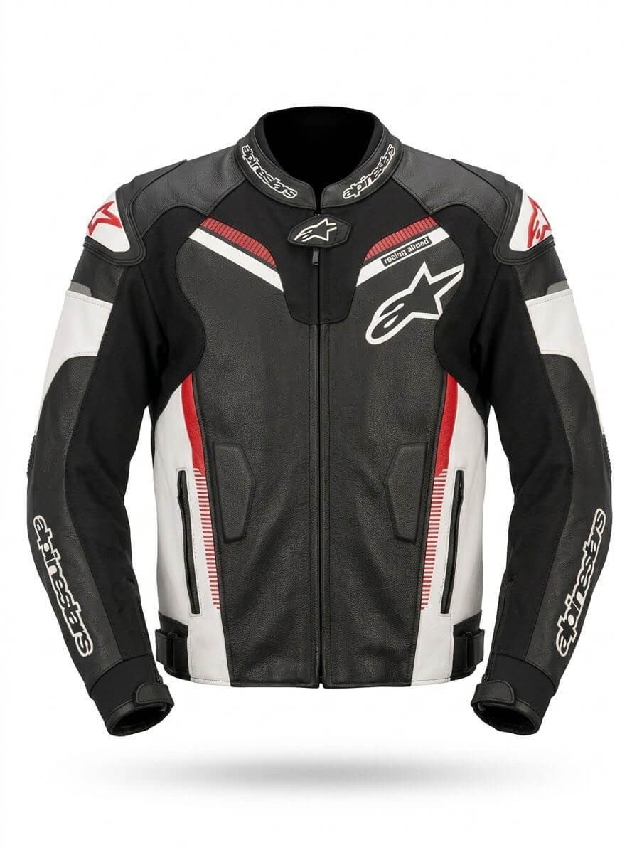 Men's Cowhide Leather Motorcycle Racing Jacket – Back View