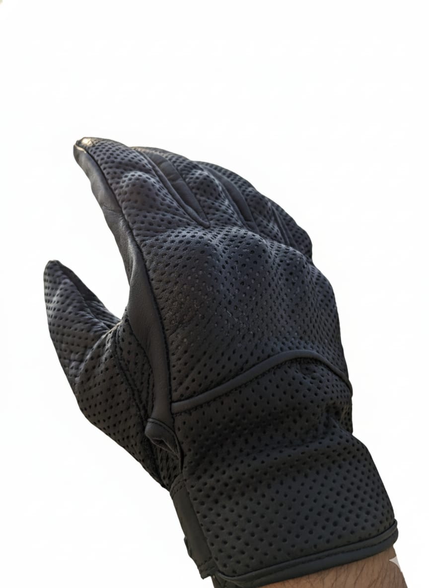 Premium Biker Leather Gloves- Black