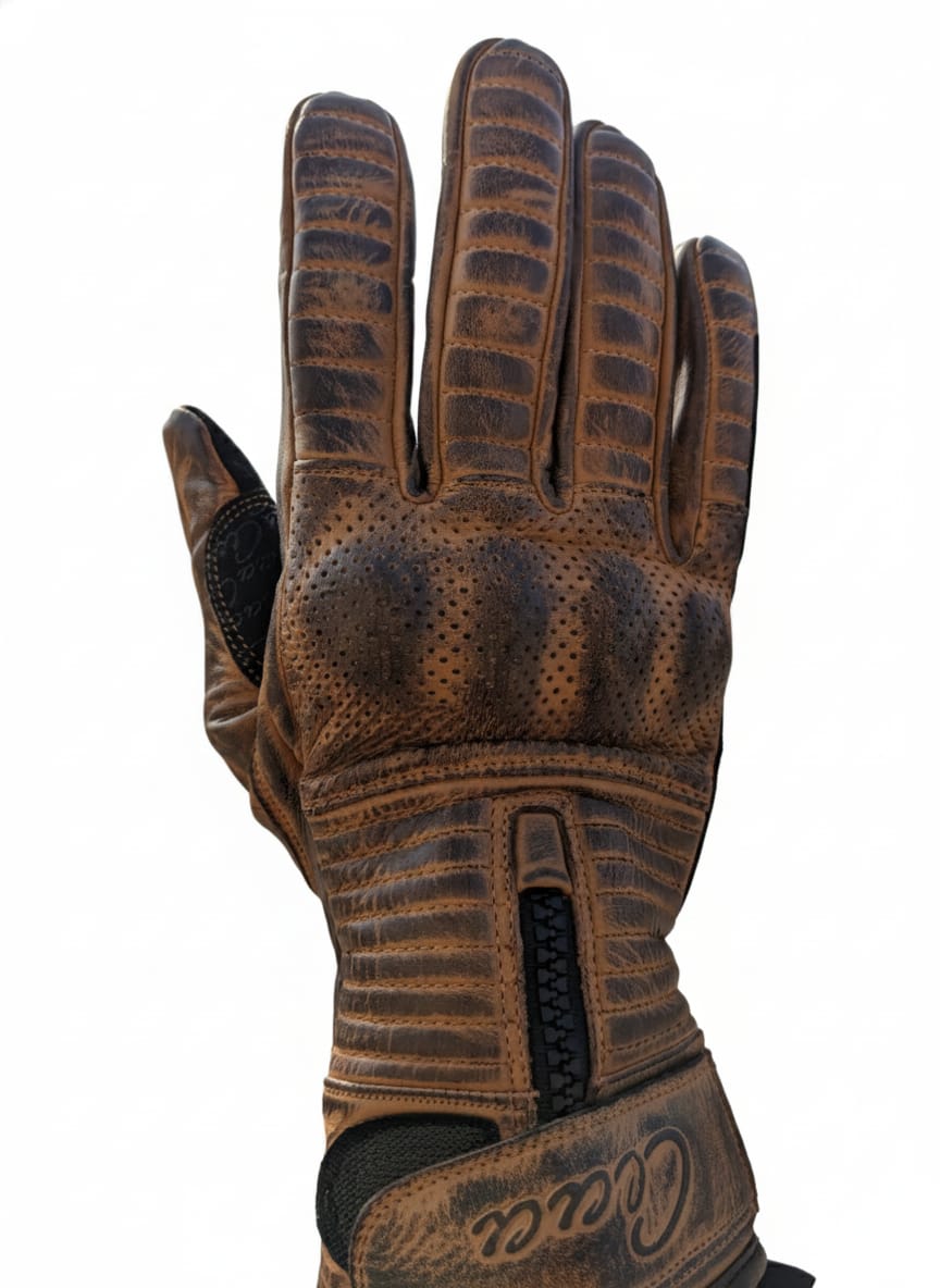 Premium Biker Leather Gloves- Rustic Brown
