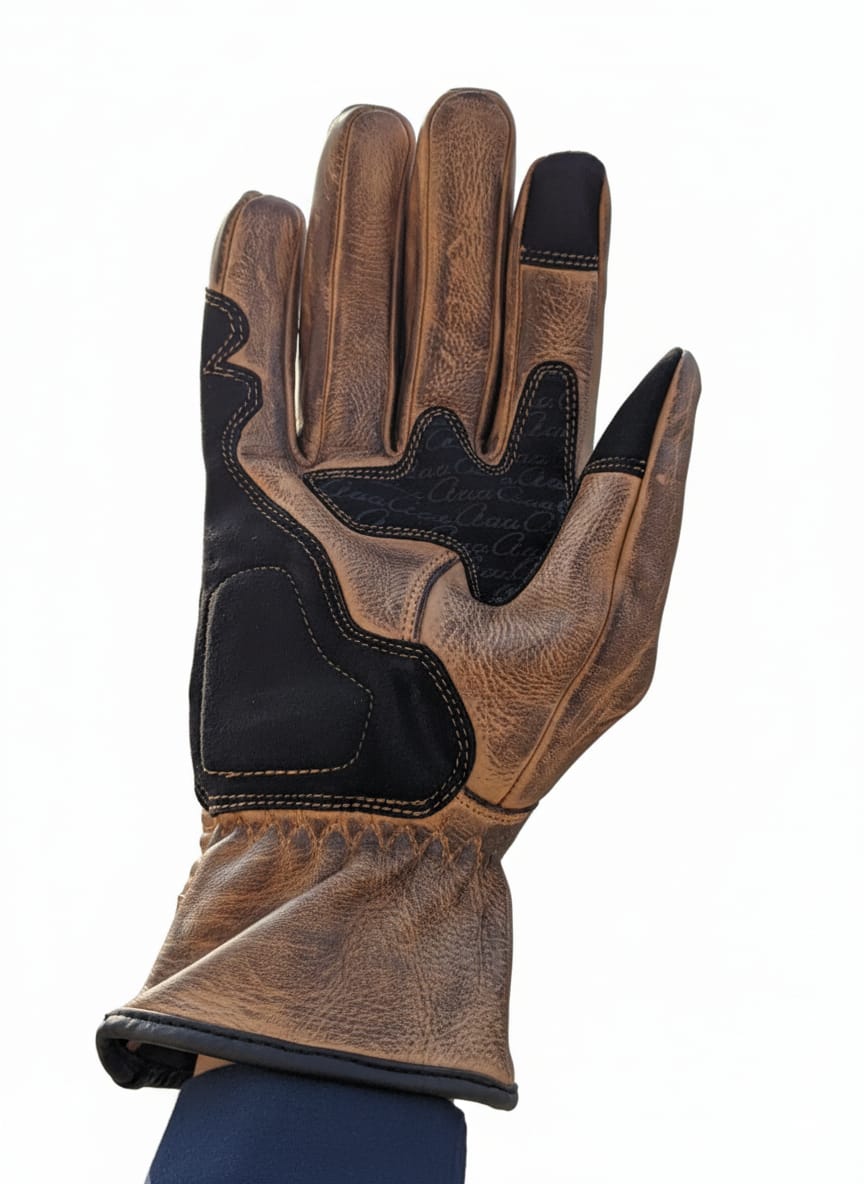 Premium Biker Leather Gloves- Rustic Brown
