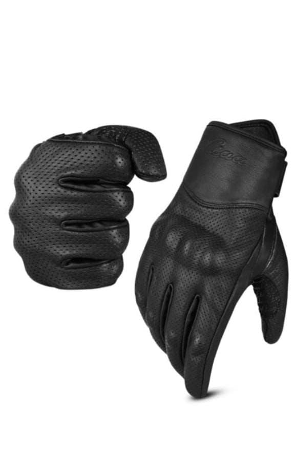 Black Leather Motorcycle Gloves - AM Pure Leathers