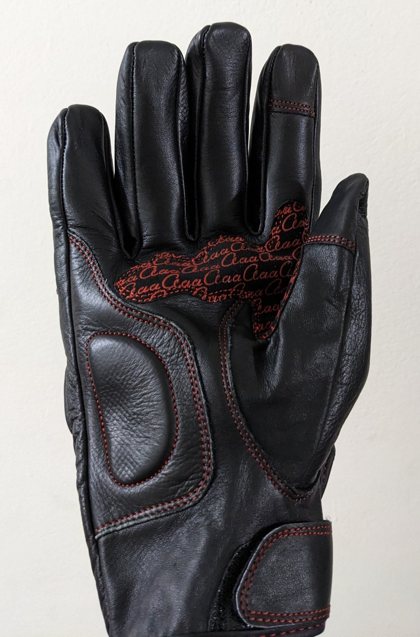 Black & Red Leather Biker Gloves - AM Pure Leathers