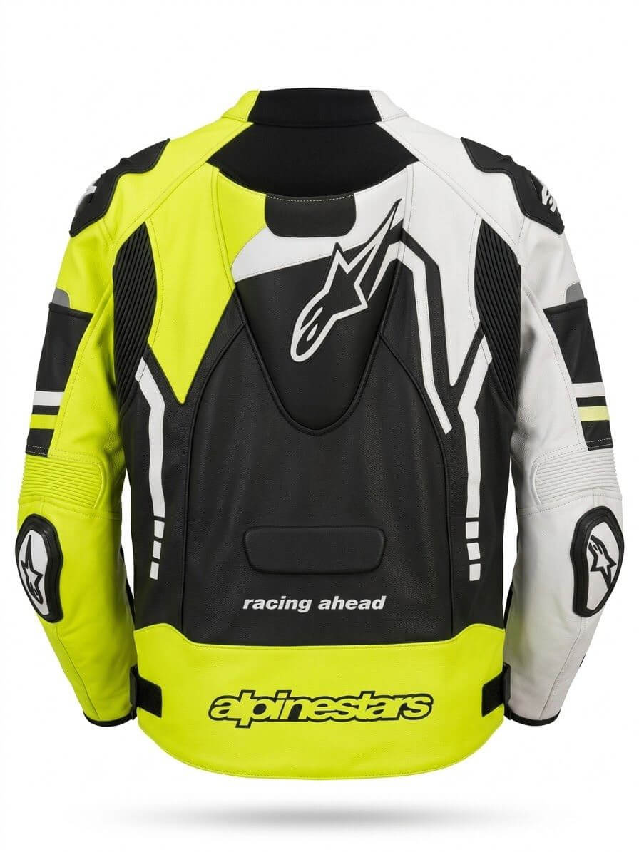 Mens Cowhide Leather Motorcycle Racing Jacket Yellow Black Front View CE Level 2 AM Pure Leathers