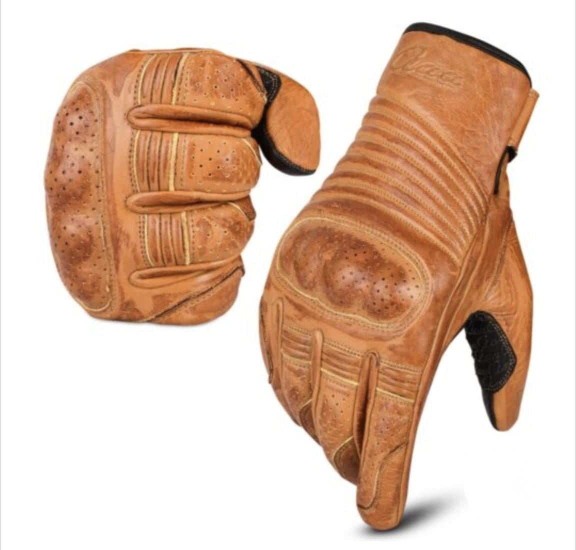 Premium Biker Leather Gloves - Brown - AM Pure Leathers
